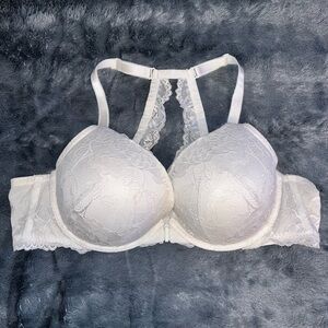 Front Clasp White Lace Bra